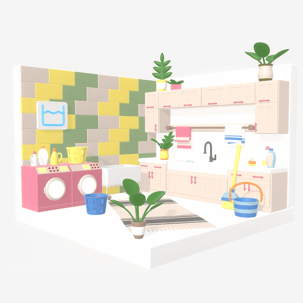 [3D배경] 카툰룸: Laundry35