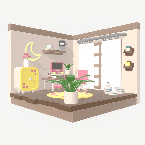 [3D배경] 카툰룸: StudyRoom24