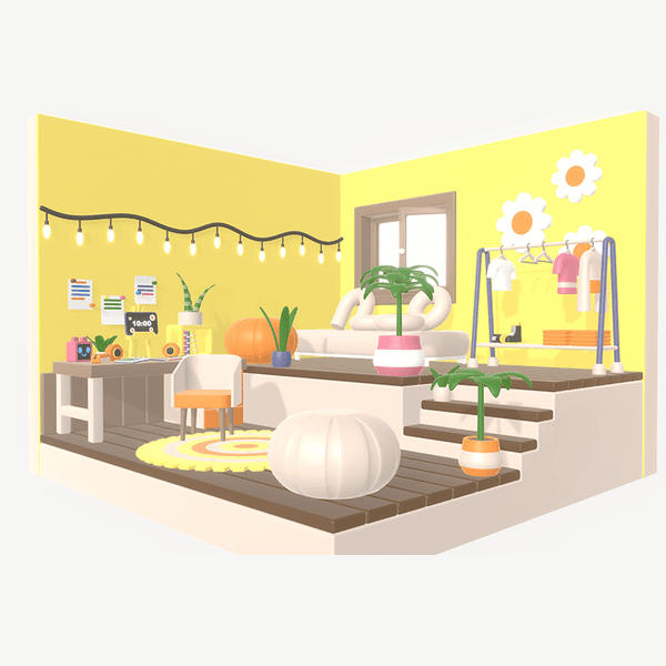 [3D배경] 카툰룸: StudyRoom33
